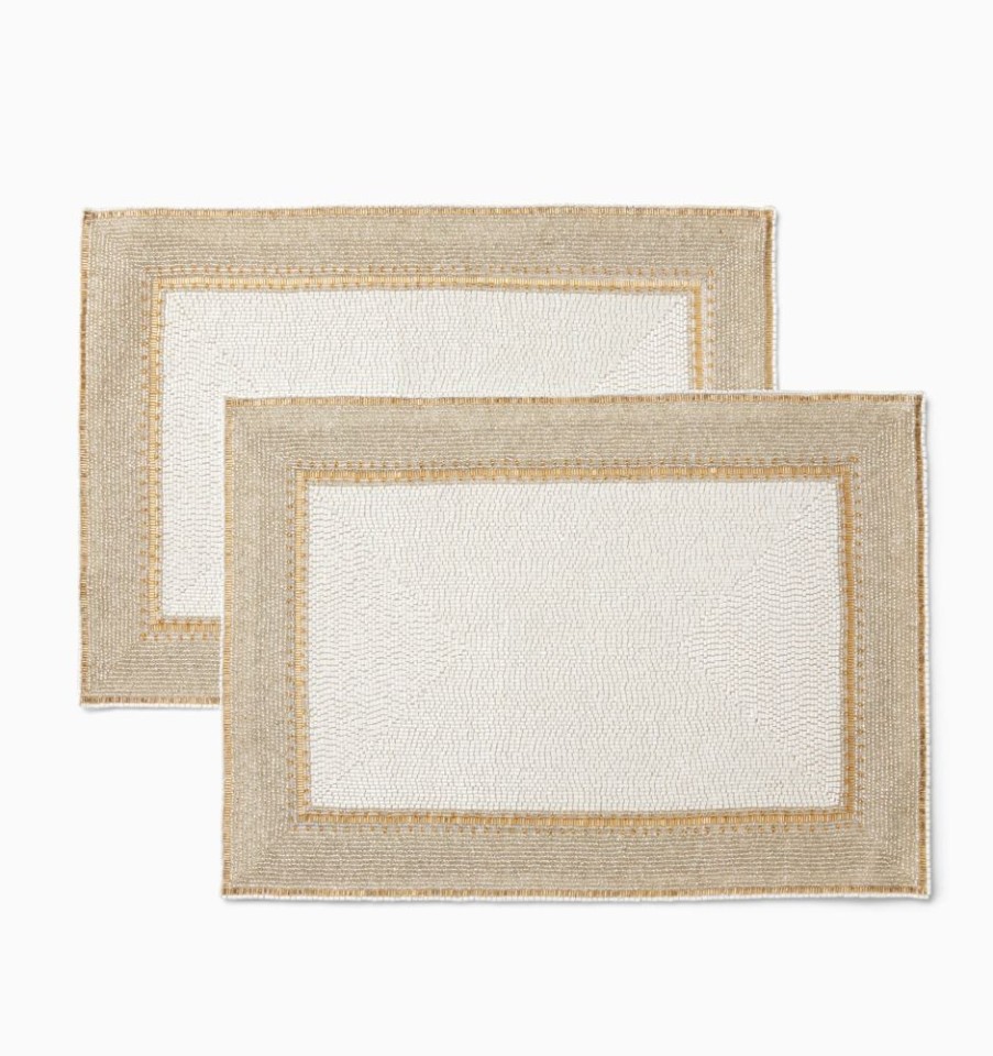 Decorate SFERRA Holiday Decor | Perlina Placemats White/Champagne