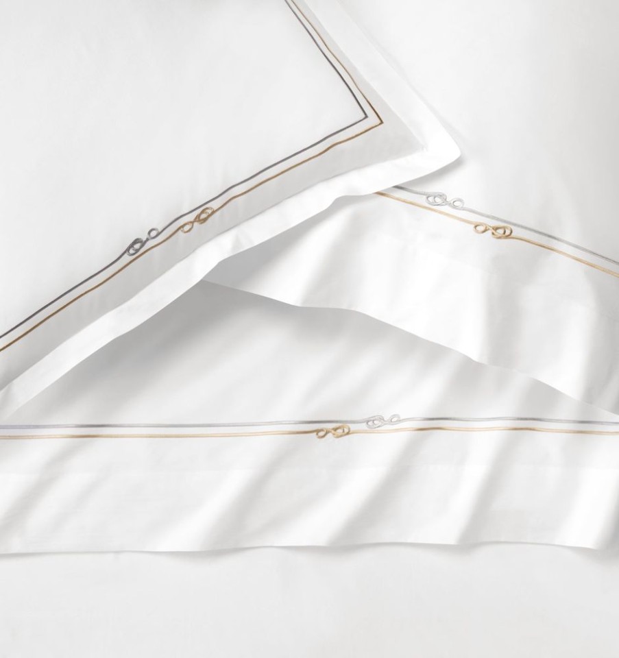 Bedding SFERRA | Squillo Flat Sheet White/Platinum