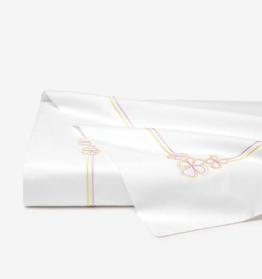 Bedding SFERRA | Fiorina Flat Sheet White/Carnation