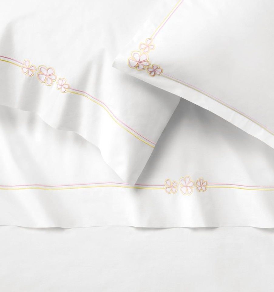 Bedding SFERRA | Fiorina Flat Sheet White/Carnation