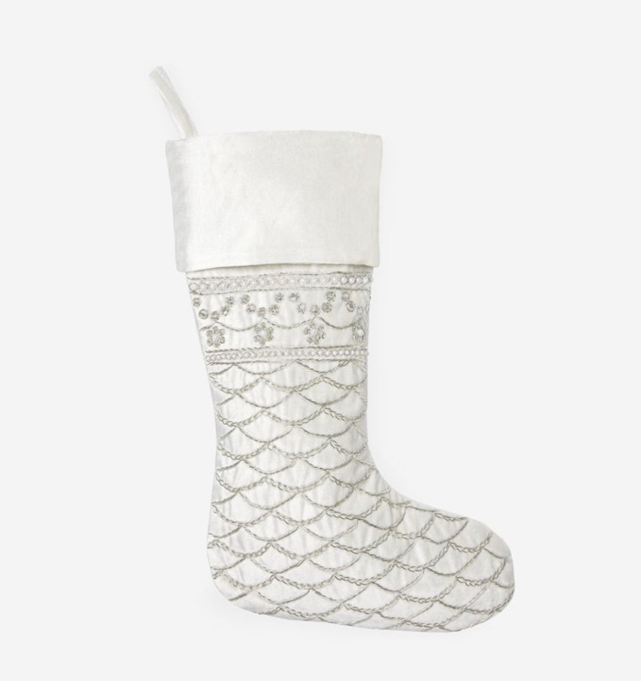 Decorate SFERRA Holiday Decor | Bolzano Stocking Ivory/Gold