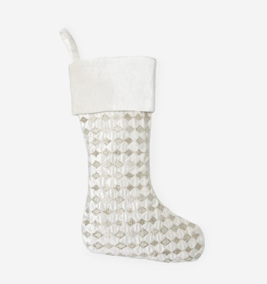 Decorate SFERRA Holiday Decor | Lucido Stocking Ivory/Gold