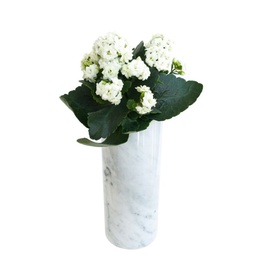 Decorate SFERRA Vases & Jars | Fiammetta V Italian Marble Cylindrical Vase White