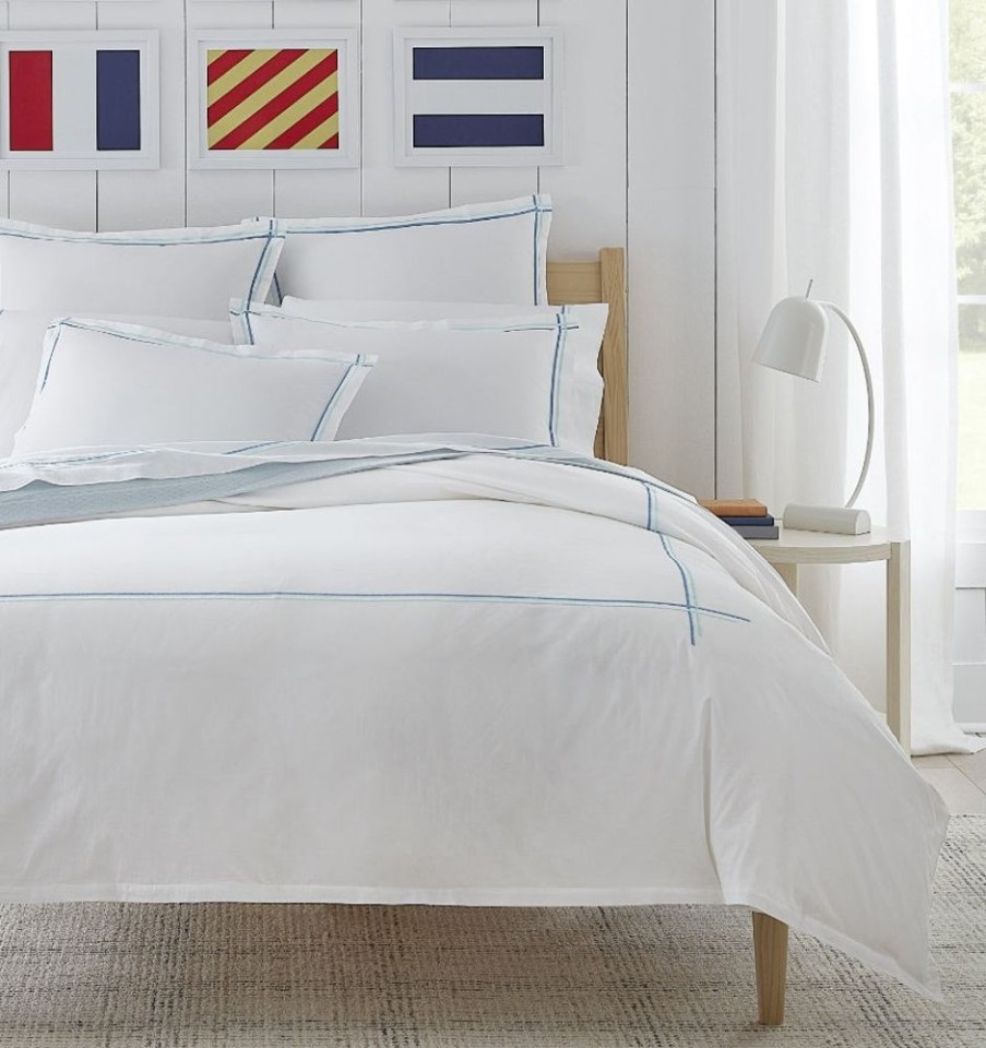 Bedding SFERRA | Tratto Duvet Cover White/Clearwater