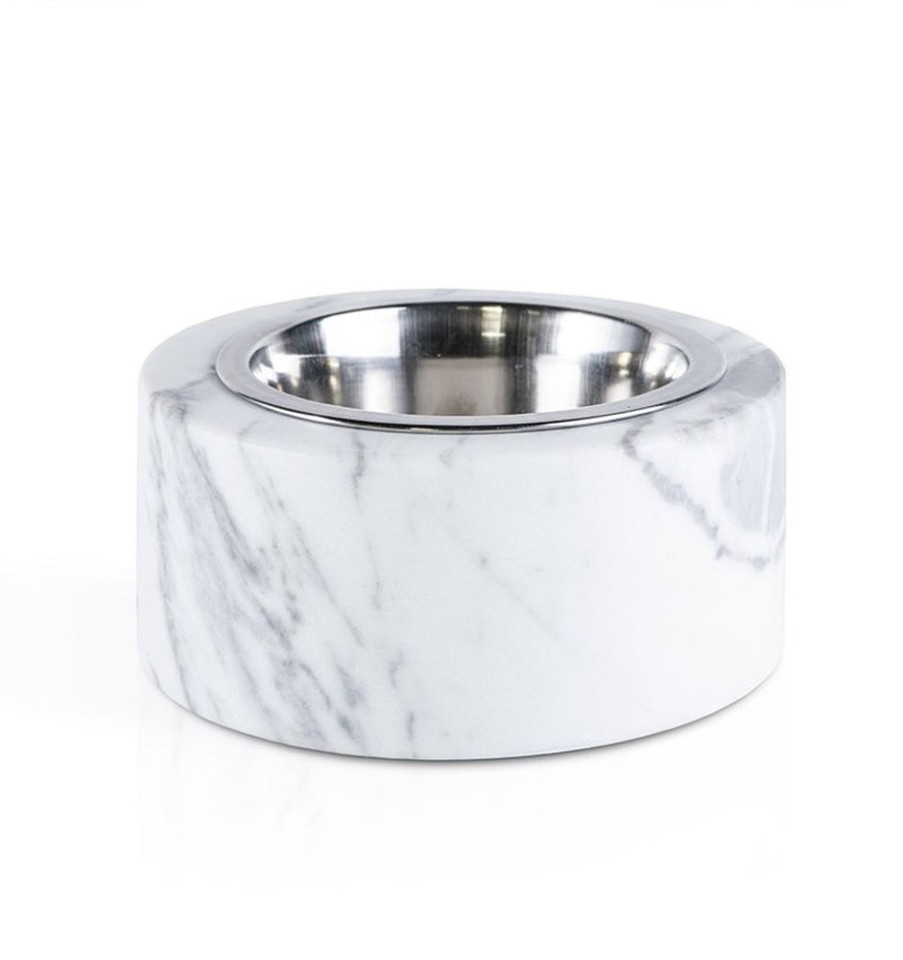 Decorate SFERRA Pet | Fiammetta V Italian Marble Pet Bowl With Stainless Steel Insert