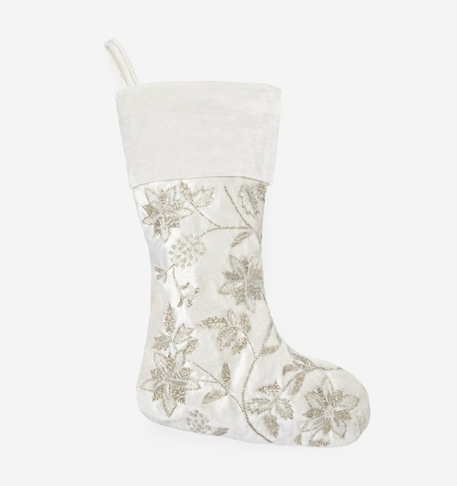 Decorate SFERRA Holiday Decor | Allegria Stocking Ivory/Silver