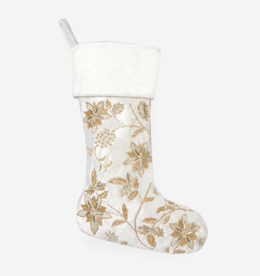 Decorate SFERRA Holiday Decor | Allegria Stocking Ivory/Silver