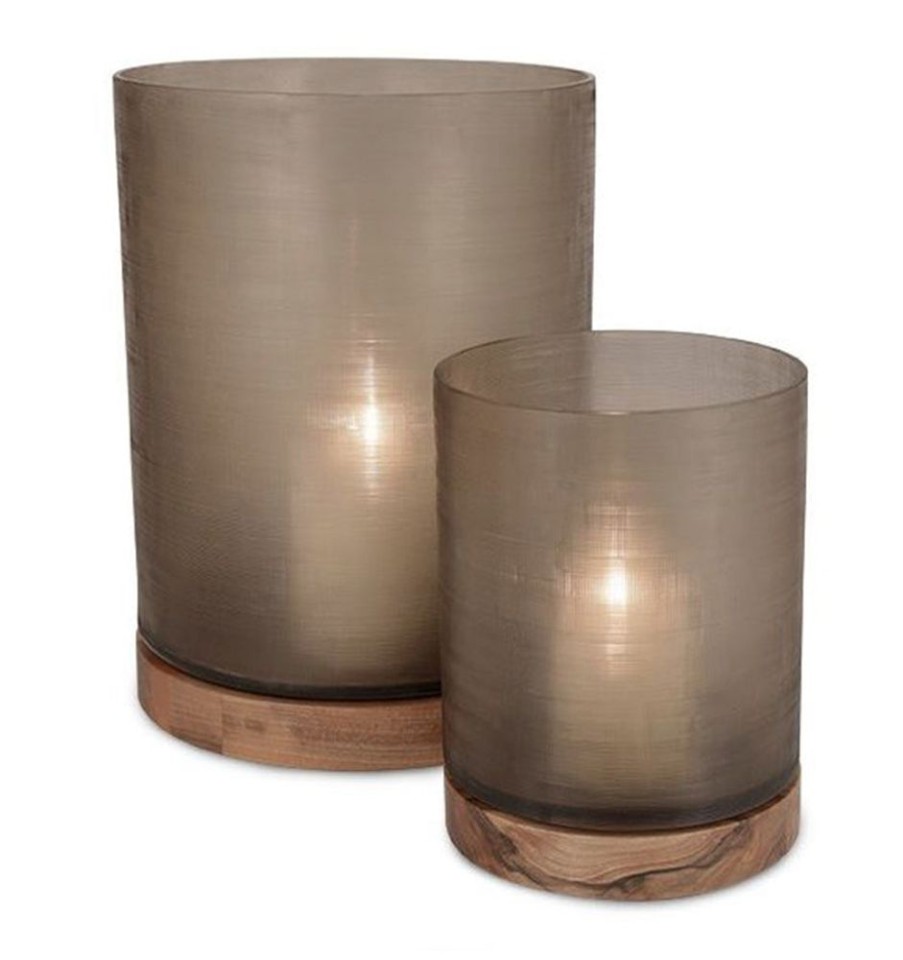 Decorate SFERRA Vases & Jars | Guaxs Aran Lantern - Smoke Grey/Walnut