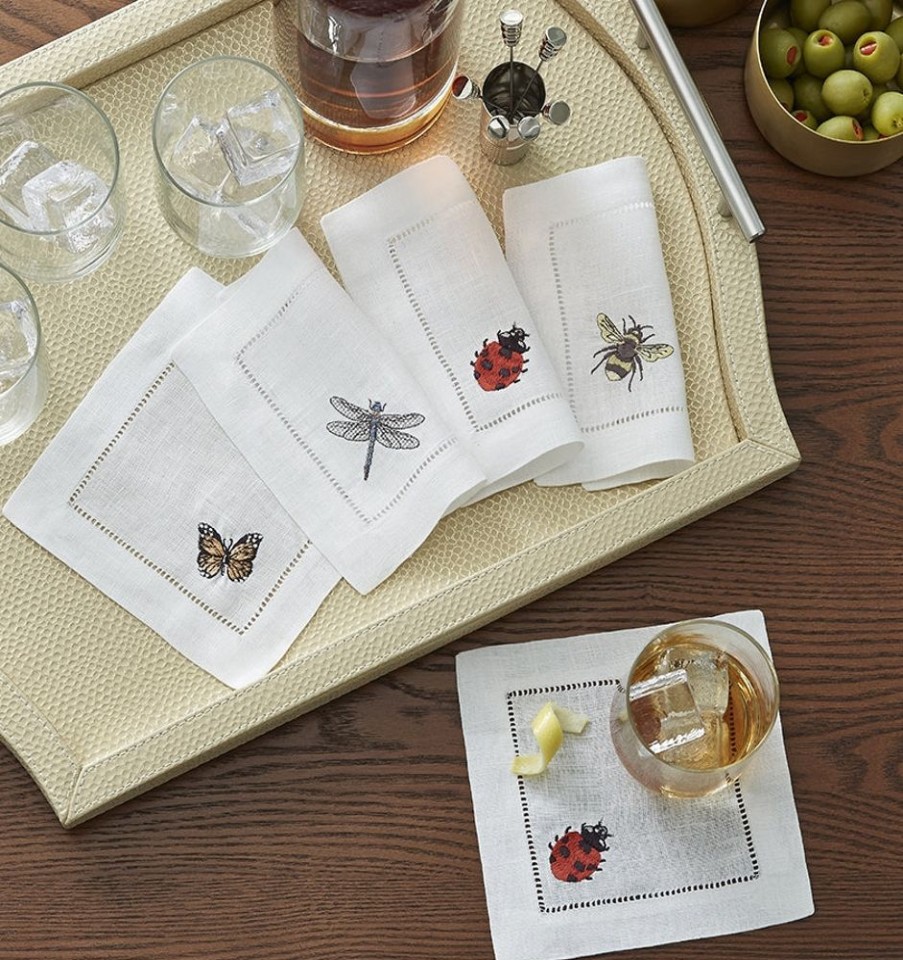 Table SFERRA Napkins | Insetti Cocktail Napkins White