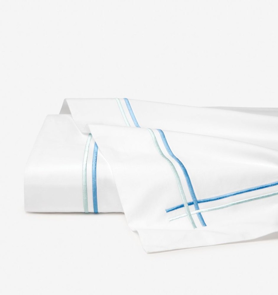 Bedding SFERRA | Tratto Flat Sheet White/Clearwater