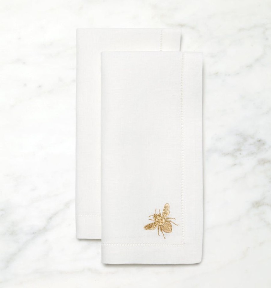 Table SFERRA Napkins | Bombo Dinner Napkins White/Gold