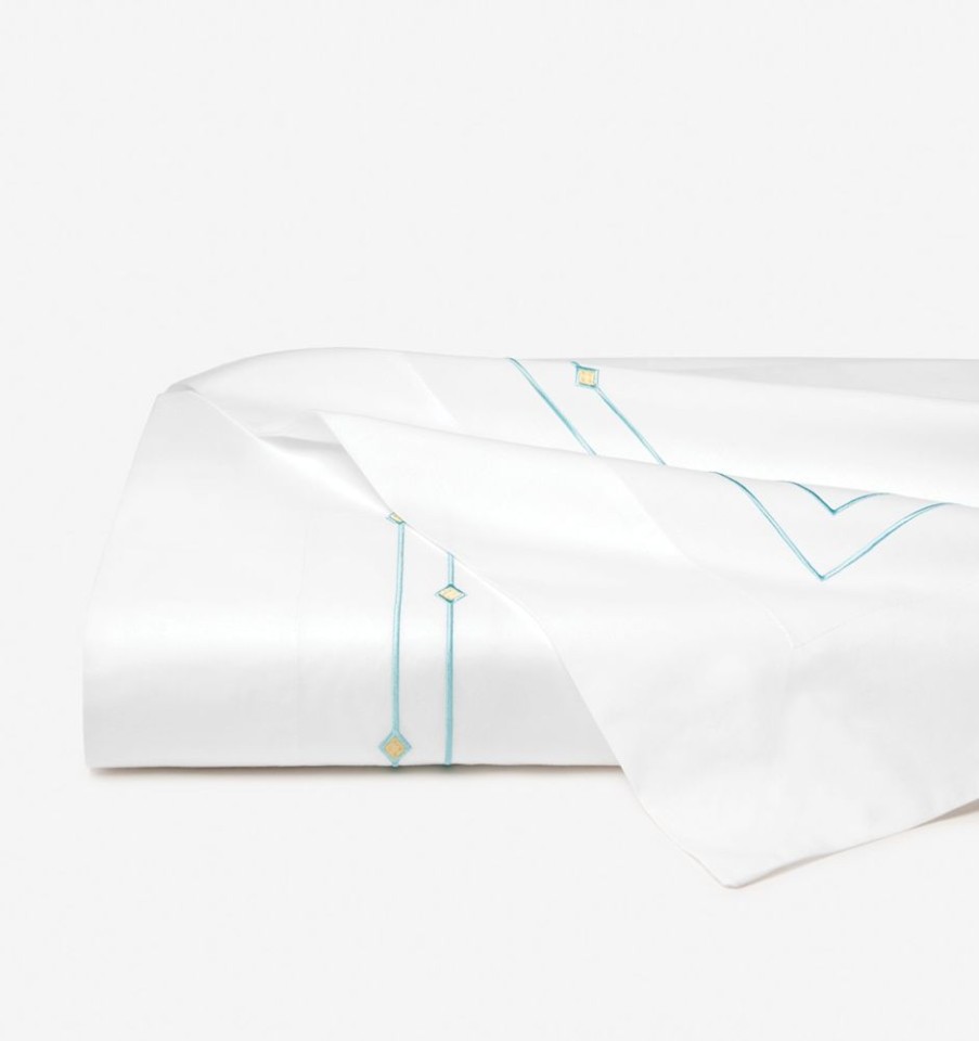 Bedding SFERRA | Diamantini Flat Sheet White/Aqua