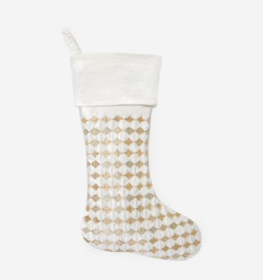 Decorate SFERRA Holiday Decor | Lucido Stocking Ivory/Silver